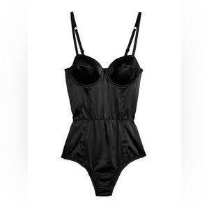 Fleur du Mal silk bullet corset bodysuit, black, XS